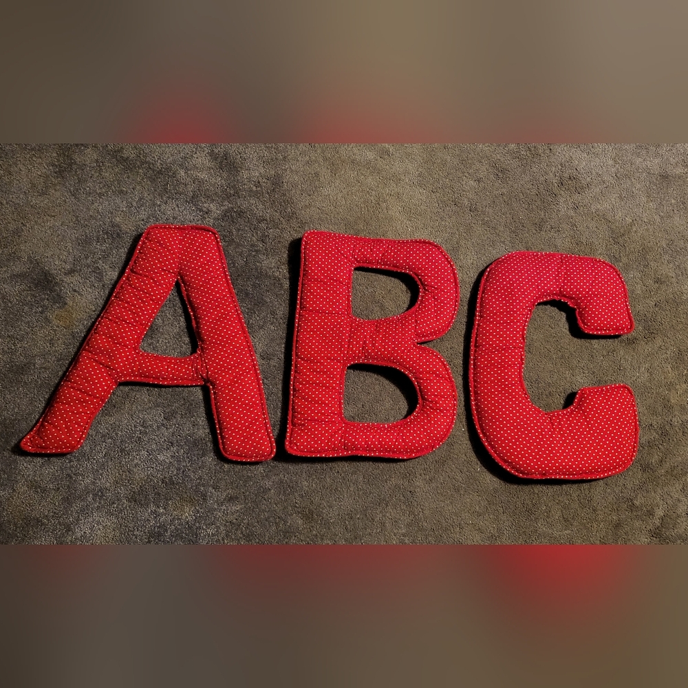 VTG Red Fabric Letters For Nursery, Bedroom, Classroom Decor Wall Hanging